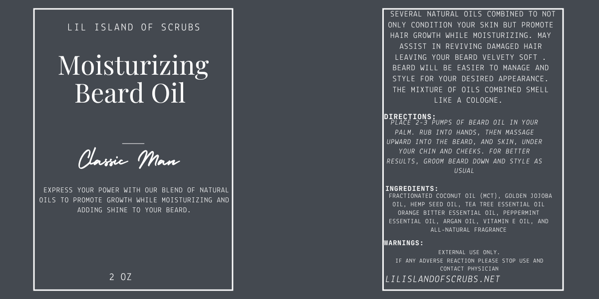 Men's Beard Oil  - Classic Man - Lil Island of Scrubs 